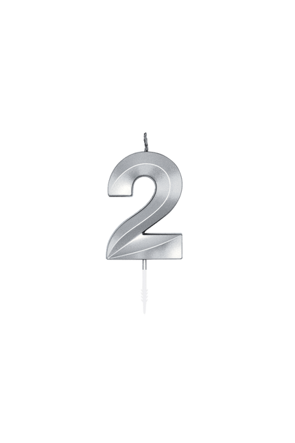 2 Jaar Kaars Zilver Metallic 6cm van WeFiesta koop je bij Partywinkel
