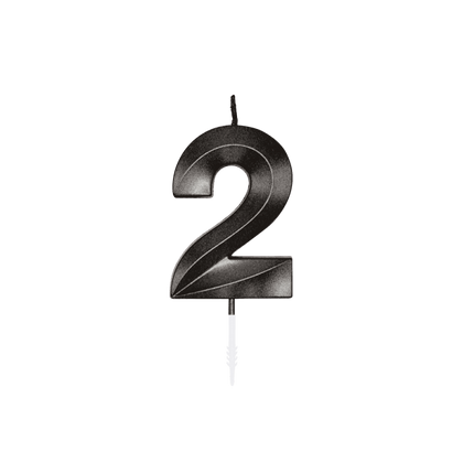 2 Jaar Kaars Zwart Metallic 6cm van WeFiesta koop je bij Partywinkel