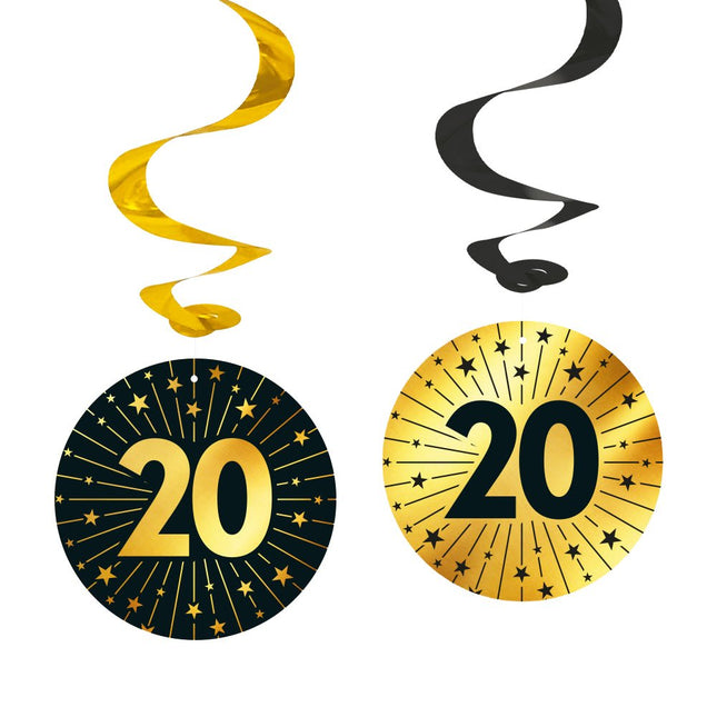 20 Jaar Hangdecoratie Goud Zwart Leeg 95cm 4st van WeFiesta koop je bij Partywinkel