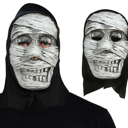 Silver Mummy Halloween Mask with Hood
