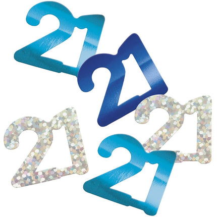 21 Jaar Confetti Zak Blauw 14gr van Unique koop je bij Partywinkel