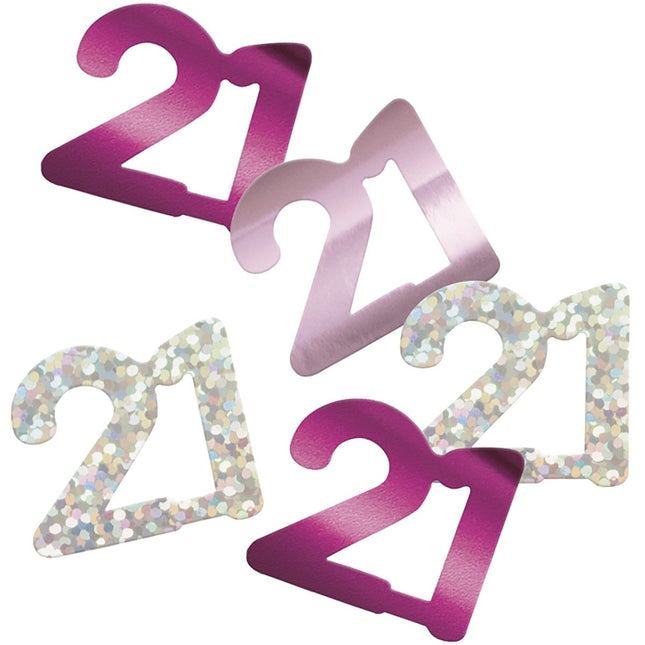 21 Jaar Confetti Zak Roze 14gr van Unique koop je bij Partywinkel