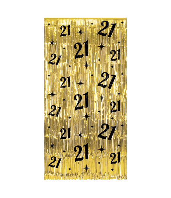 21 Jaar Deurgordijn Goud Zwart van Paper Dreams koop je bij Partywinkel