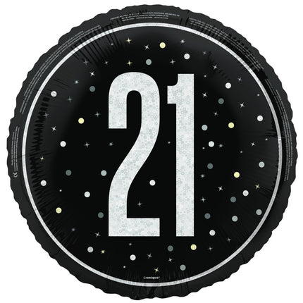 21 Jaar Helium Ballon Zwart Leeg 45cm van Unique koop je bij Partywinkel