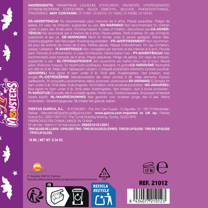 Halloween Lip Gloss for Kids, 3-Pack