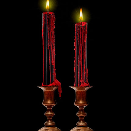 SET OF 2 BLACK BLOOD-RUNNING CANDLES