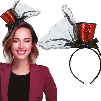 Hat Bucket Hat Red Black Glitter
