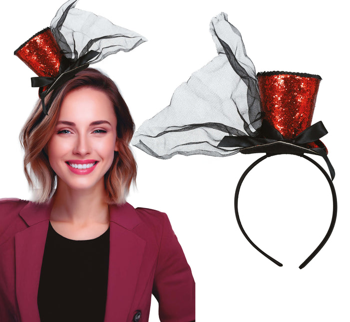 Hat Bucket Hat Red Black Glitter