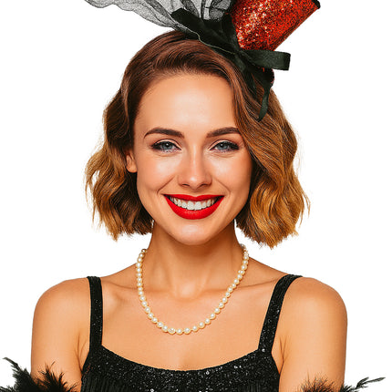 Hat Bucket Hat Red Black Glitter