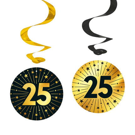 25 Jaar Hangdecoratie Goud Zwart 95cm 4st van WeFiesta koop je bij Partywinkel
