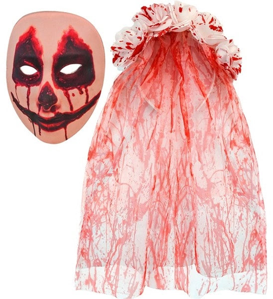 Bloody Bridal Mask With Veil