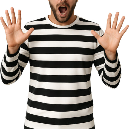 Black White Shirt Men Striped
