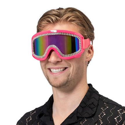 Rave Neon Pink UV Party Ski Goggles