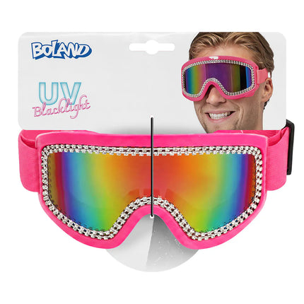 Rave Neon Pink UV Party Ski Goggles