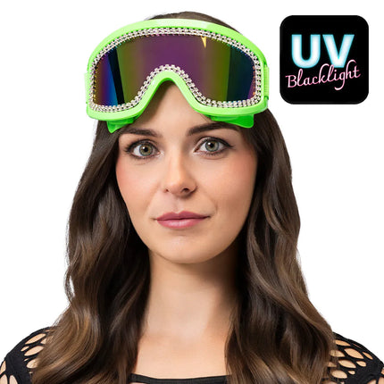 Rave Neon Green UV Party Ski Goggles