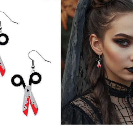 Halloween Earrings: Blood-Stained Scissors