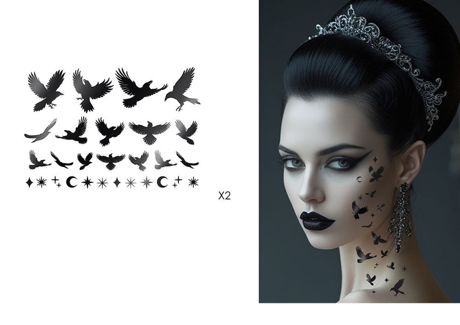 Halloween Fake Tattoo: Black Raven