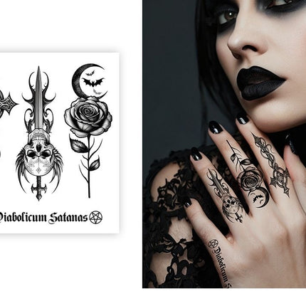 Halloween Fake Tattoo, Black, Fingers