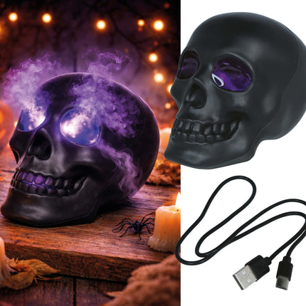 Halloween Skull, Black Smoke, 16 cm