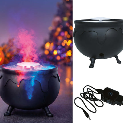 Halloween Witch's Cauldron, Black Smoke, 14 cm