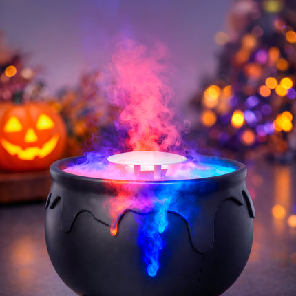 Halloween Witch's Cauldron, Black Smoke, 14 cm