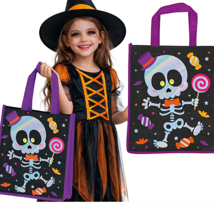 Halloween Bag, Black and Purple, Skeleton