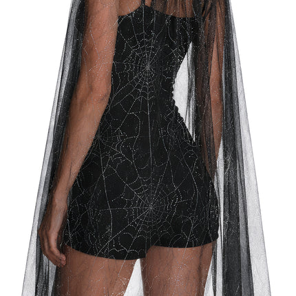 Halloween Cape, Silver, Women's, Glitter