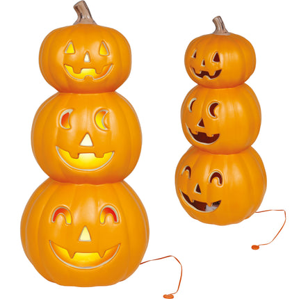 Halloween Pumpkin Stack with Light, 52 cm
