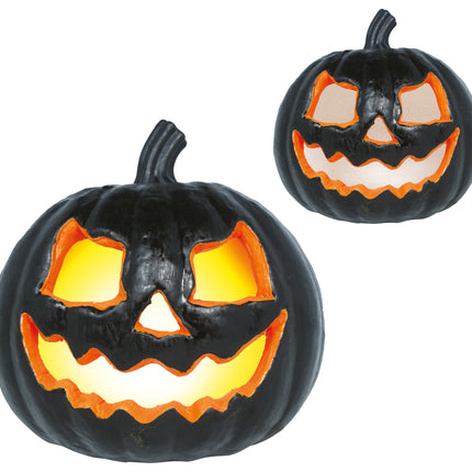 Black Halloween Pumpkin with Light, 20 cm
