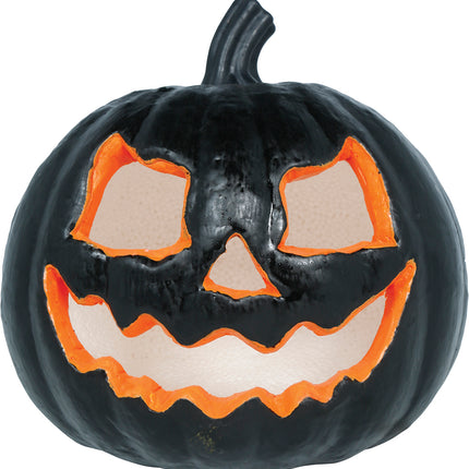 Black Halloween Pumpkin with Light, 20 cm