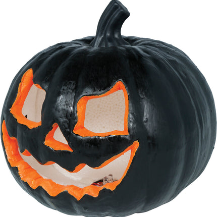 Black Halloween Pumpkin with Light, 20 cm