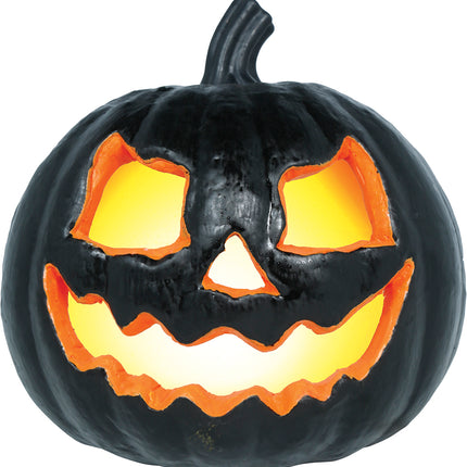 Black Halloween Pumpkin with Light, 20 cm