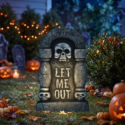 Halloween Tombstone, Gray, "Let Me Out," 42 cm