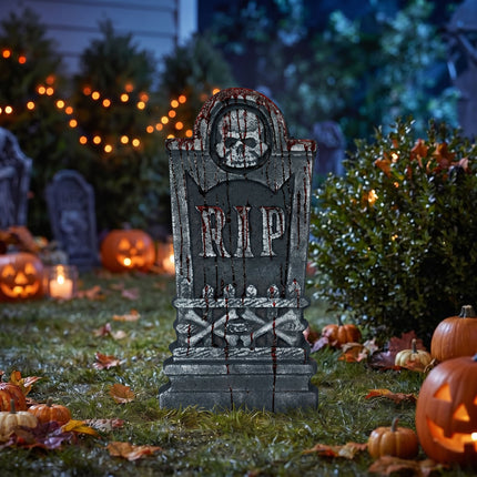 Halloween Tombstone, Gray Skull, 42 cm