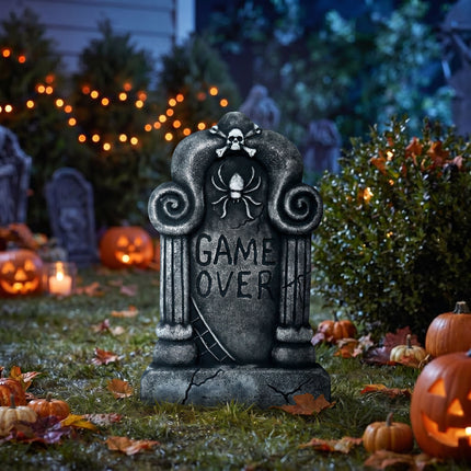 Halloween Gray "Game Over" Tombstone, 42 cm