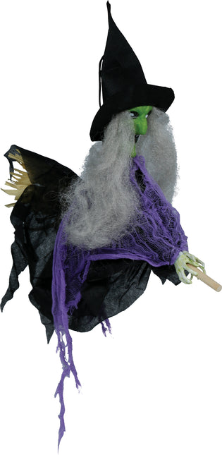 Halloween Pop Hangende Heks Met Bezem 44cm