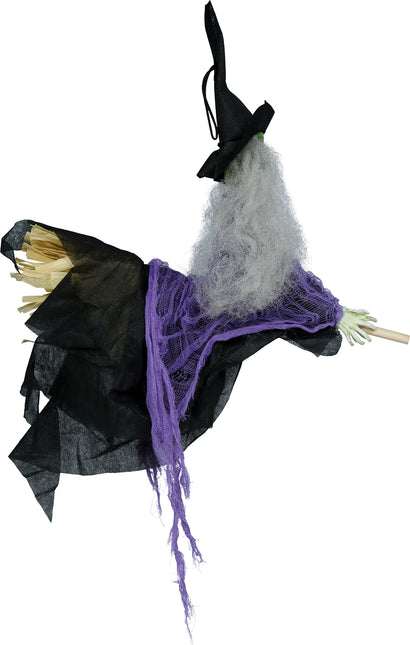 Halloween Pop Hangende Heks Met Bezem 44cm