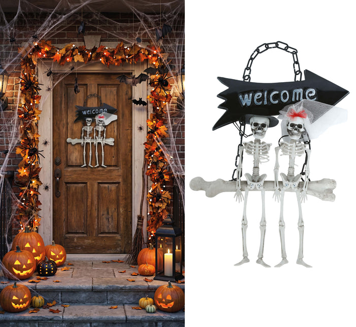 Halloween Skelet Bordje Welcome 30cm