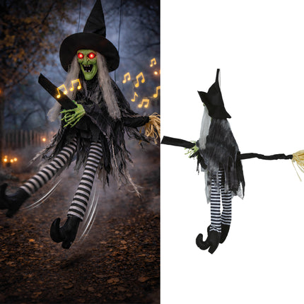 Witch Doll Broom with Lights, Sounds, and Movement, 1.10 m