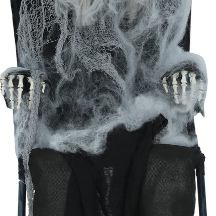 Halloween Skeleton on a Chair with Lights, Sounds, and Movement, 1.05 m