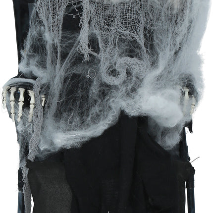 Halloween Skeleton on a Chair with Lights, Sounds, and Movement, 1.05 m