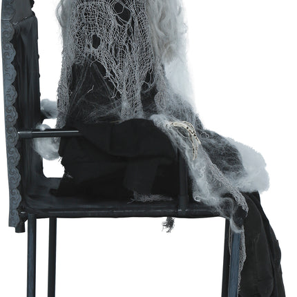 Halloween Skeleton on a Chair with Lights, Sounds, and Movement, 1.05 m