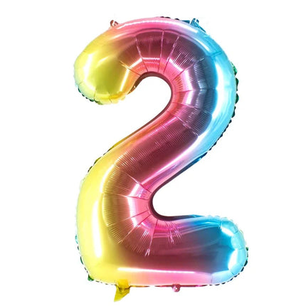2-Year-Old Number Balloon, Rainbow, Empty, 1 m