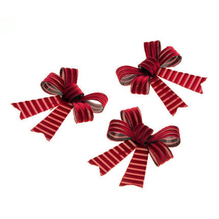Red Bow Striped 12.7cm 3pcs
