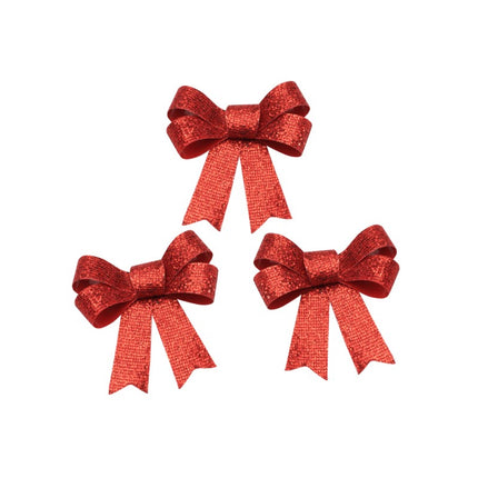 Red Bow Glitter 12.7cm 3pcs