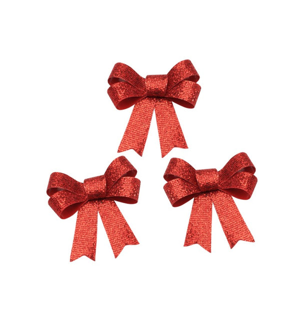 Red Bow Glitter 12.7cm 3pcs