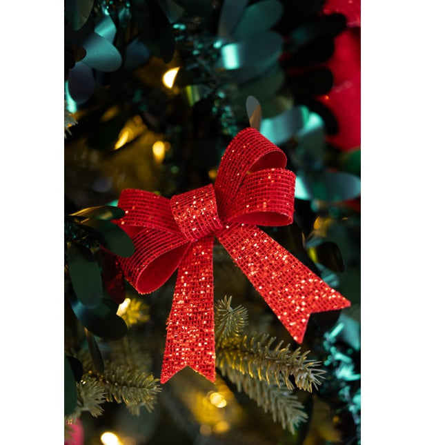 Red Bow Glitter 12.7cm 3pcs