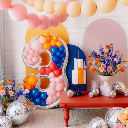 3 Jaar Ballon Frame Zilver 1,26m van Partydeco koop je bij Partywinkel