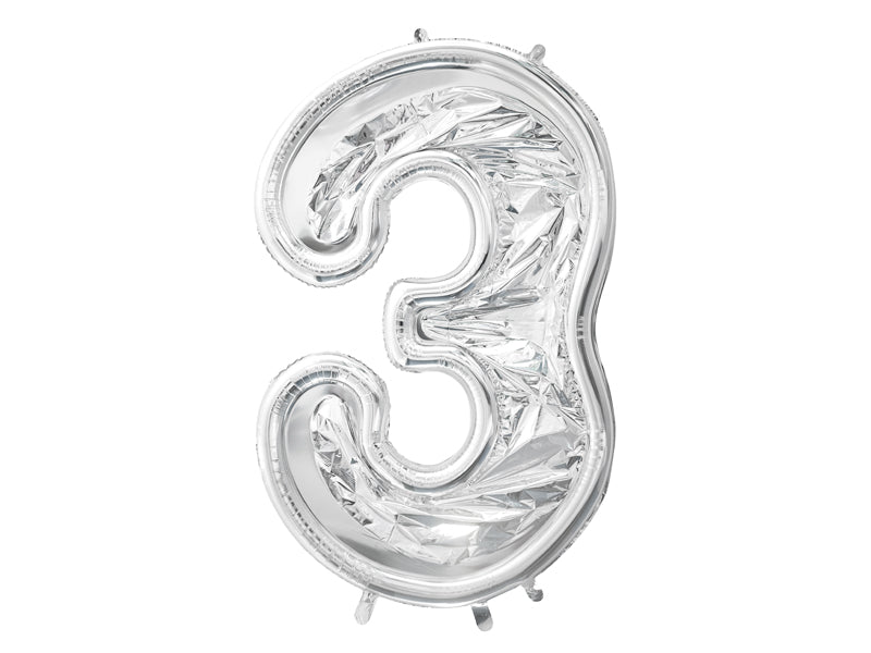3 Jaar Ballon Frame Zilver 1,26m van Partydeco koop je bij Partywinkel