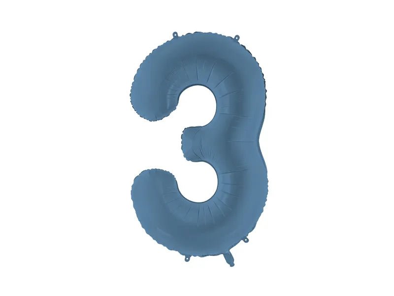 3 Jaar Cijfer Ballon Blauw Mat Leeg 86cm van Partydeco koop je bij Partywinkel